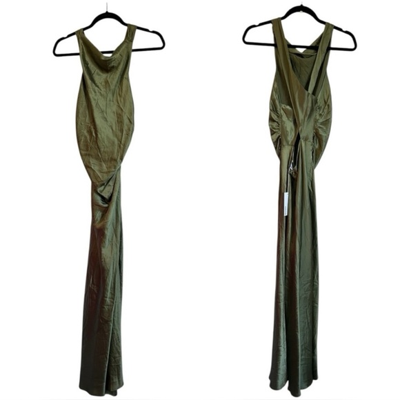 Reformation Casette Silk Dress Artichoke - Picture 2 of 6
